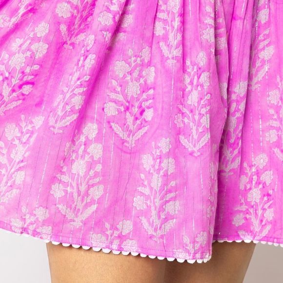 Juliet Dunn Orchid Small Flower Block Print Blouson Dress - Picture 7 of 9